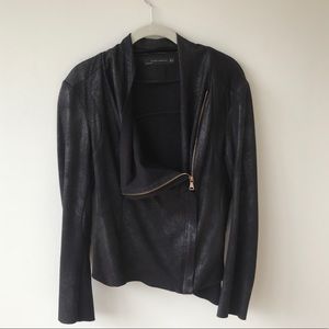 Zara draped front suede zip-up jacket